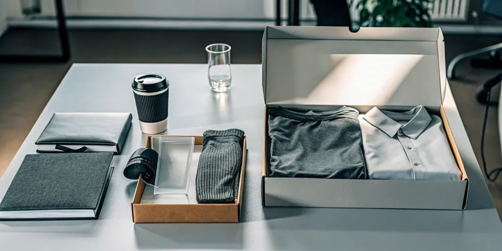 Employee onboarding kits with branded packaging and welcome items