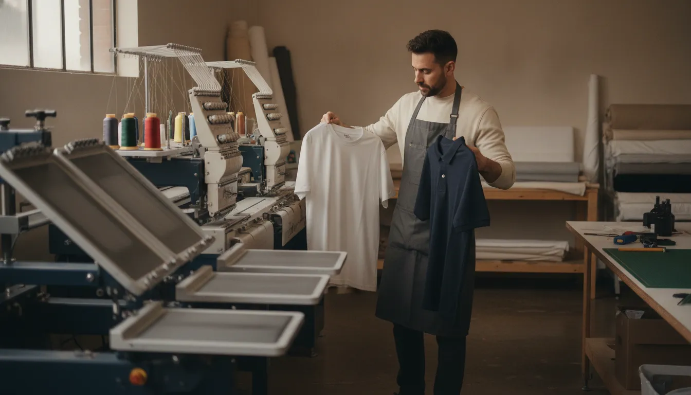 Screen printing and embroidery methods prepared for business apparel