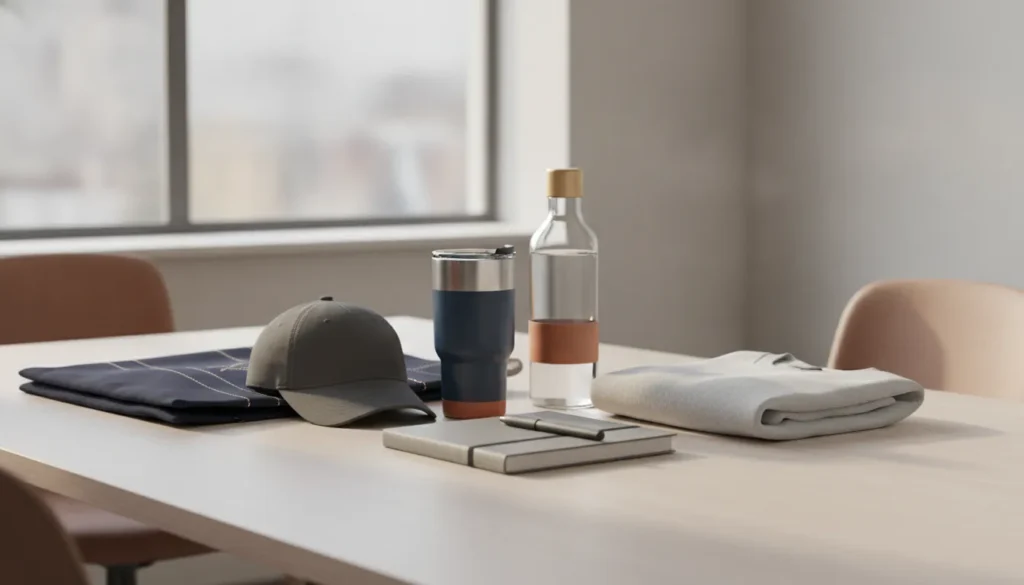 Curated quick promotional items prepared for a corporate event